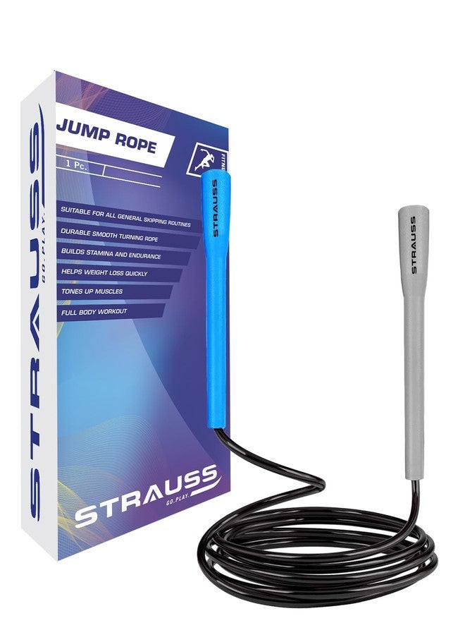 Strauss Skipping Rope | Skipping Rope for Women, Men & Kids | Fitness Exercise Equipment | Jumping Rope for Gym, Exercise, Training, Workout & Weight Loss|, (Grey/Blue) - Image 2