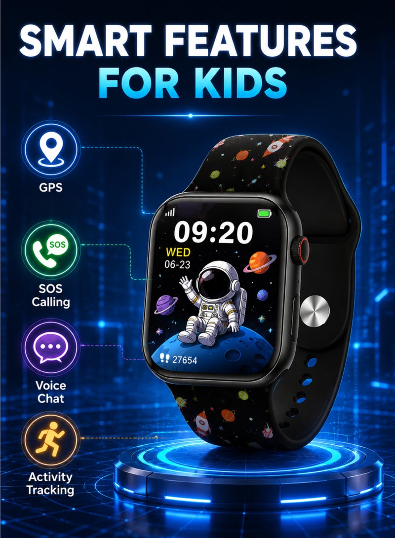 WISME X67 Mini Kids Smart Watch Bluetooth Watch for Boys GPS SOS Calling Sports Mode Black - Image 4