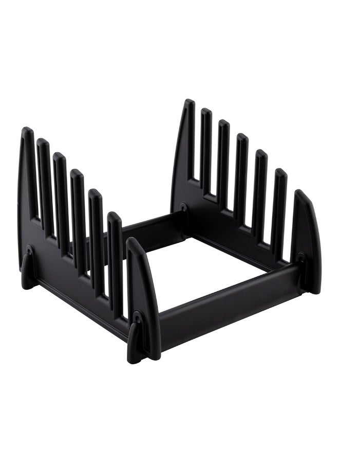 Restaurantware RW Base 9 Inch x 6.5 Inch Cutting Board Rack, 1 6 Slots Cutting Board Organizer - Collapsible, Fits Cutting Boards, Black Plastic Cutting Board Rack, For Kitchen Organization, - Image 1