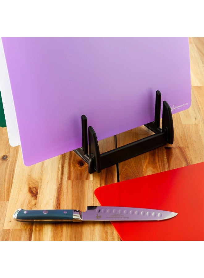 Restaurantware RW Base 9 Inch x 6.5 Inch Cutting Board Rack, 1 6 Slots Cutting Board Organizer - Collapsible, Fits Cutting Boards, Black Plastic Cutting Board Rack, For Kitchen Organization, - Image 3