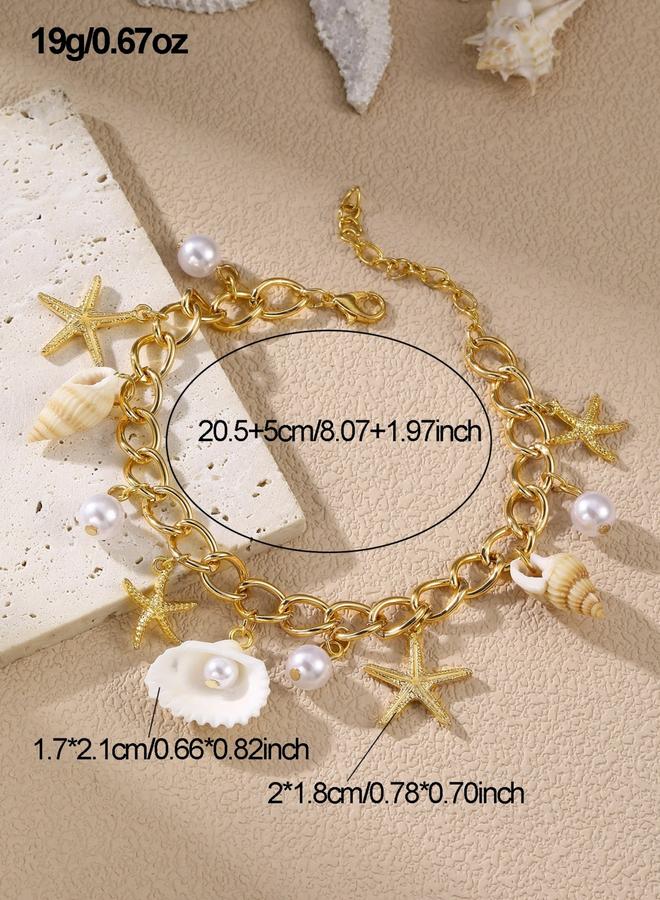 Take Two Charm Anklet with Seashell and Pearl Accents - Image 4