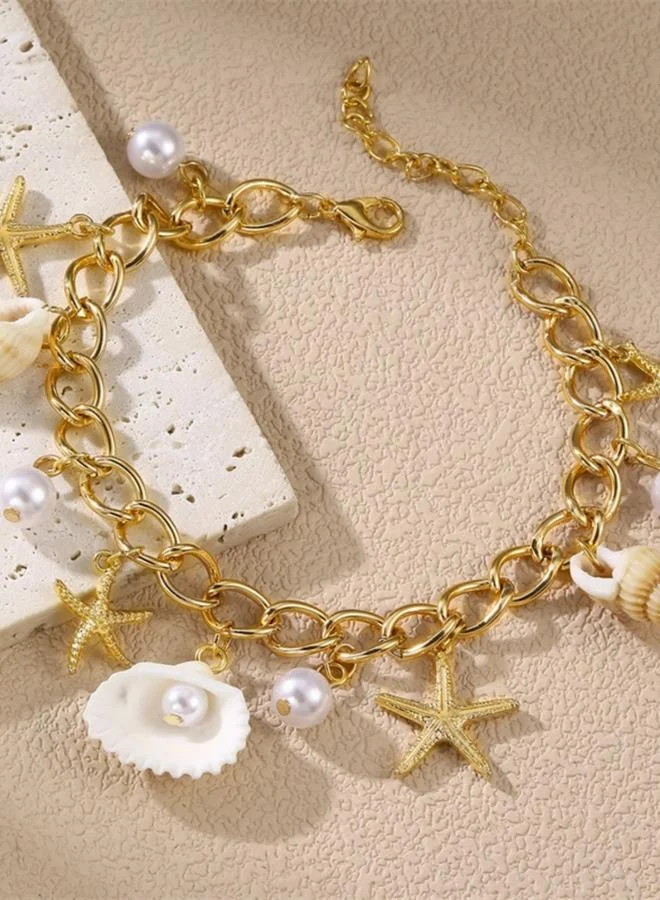 تايك تو خلخال مزين بصدف ولؤلؤ