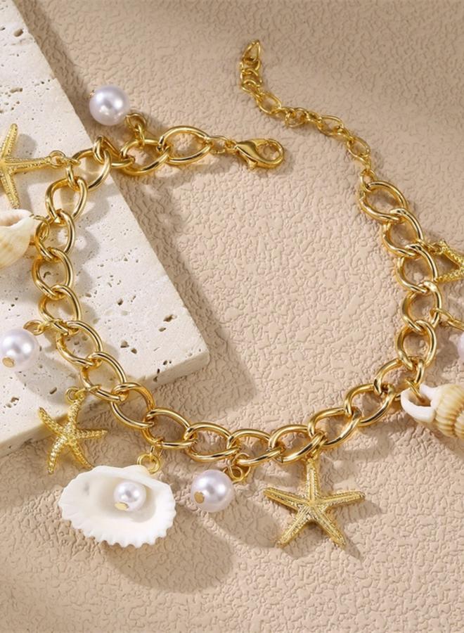 Take Two Charm Anklet with Seashell and Pearl Accents - Image 2