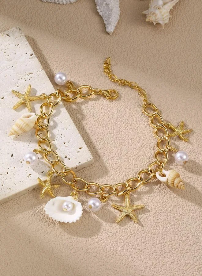 تايك تو خلخال مزين بصدف ولؤلؤ