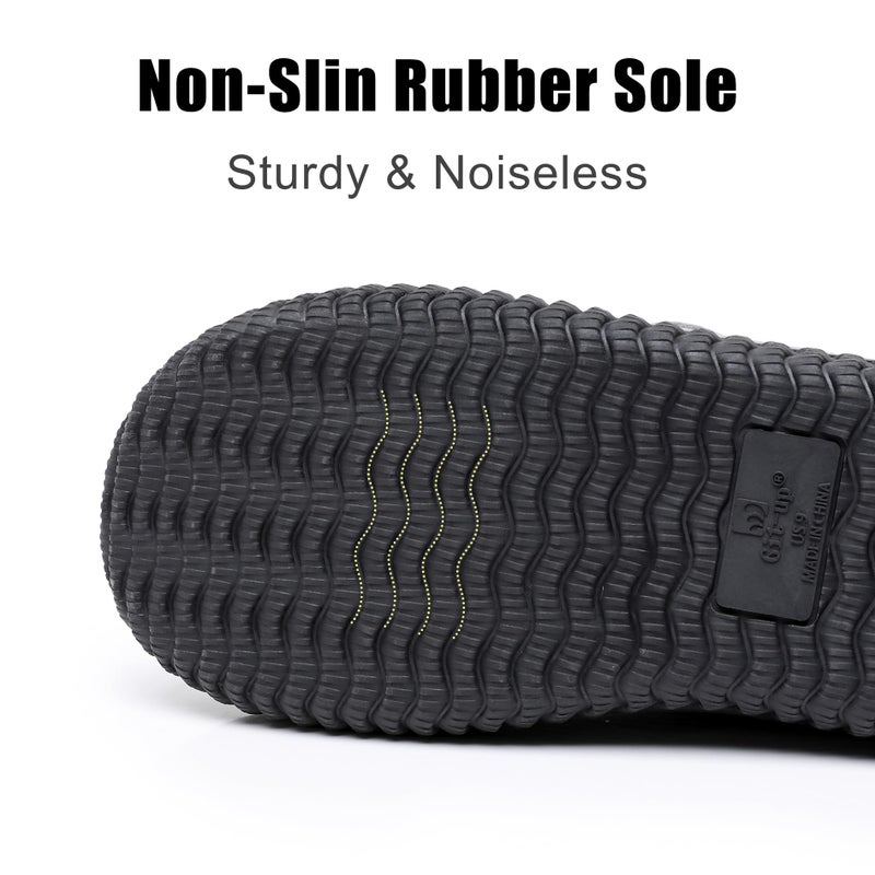 Git-up Men Memory Foam Diabetic Slippers Adjustable Arthritis Edema Swollen Feet Wide House Shoes Comfy Soft Non-Slip Plus Size Indoor Outdoor Slipper,Black,13 D(M). - Image 5