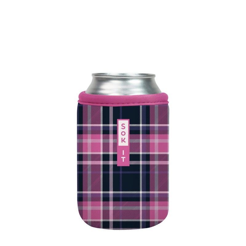 Sok It Can Sok Sleeve for Beer & Soda Insulated Neoprene Cover (Berry Plaid  12oz Can Sleeve) - Image 1