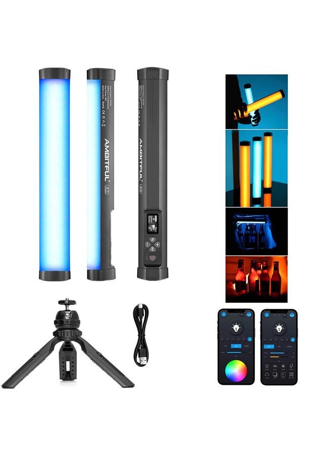 AMBITFUL A2 Full-Color RGB Tube Light, CRI 95 TLCI 97 Accurate Color,2500k-8500K Adjustable,RGB CCT HSI Mode, 29 Fx Light Effect,APP Control Support, Magnet Design (A2+Desktop Tripod) - Image 1