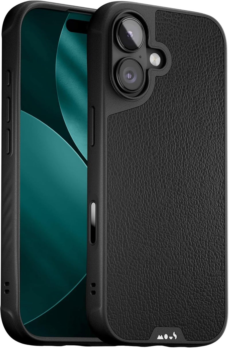 Mous for iPhone 17 Case, Camera Control Button, Compatible with Qi2 MagSafe - Limitless - Premium Leather - Shockproof Scratch Resistant, Black - Image 1