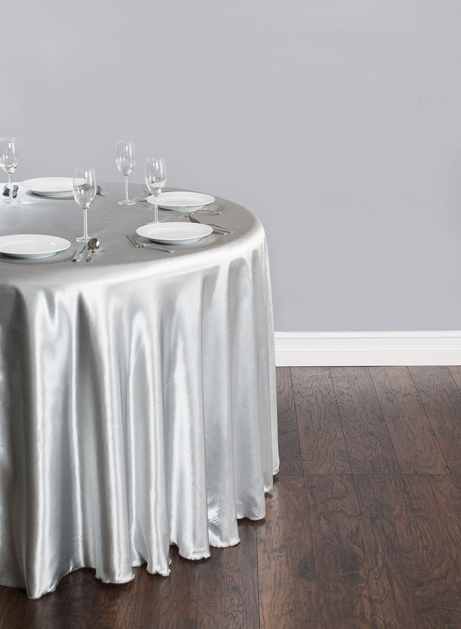 LTC LINENS LinenTablecloth 108-Inch Round Satin Tablecloth Silver - Image 2