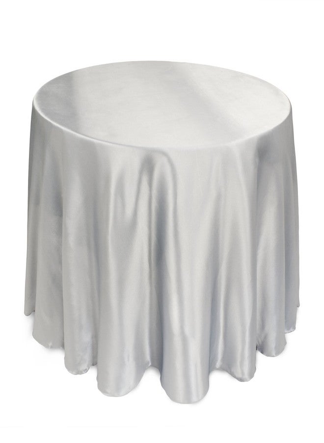 LTC LINENS LinenTablecloth 108-Inch Round Satin Tablecloth Silver - Image 1