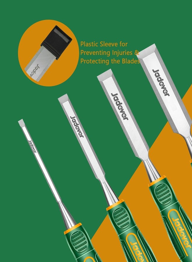 جاديفر  إزميل خشب من Jadever، طقم إزميل نجارة، 4 قطع، مقاس 5.5 بوصة، شفرة ذات حافة مشطوفة - Image 4