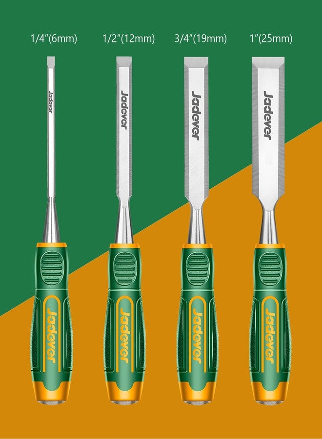 جاديفر  إزميل خشب من Jadever، طقم إزميل نجارة، 4 قطع، مقاس 5.5 بوصة، شفرة ذات حافة مشطوفة - Image 2