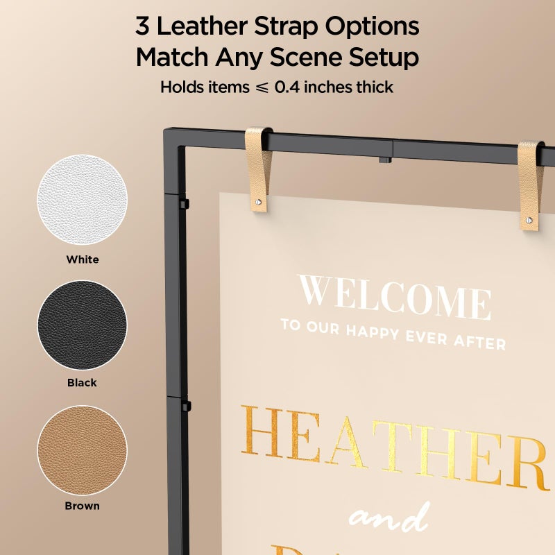 CFRERO Welcome to Our Wedding Sign Stand, Adjustable Portable Seating Chart Holder for Wedding Entrance Reception, Black Metal Linen Fabric Display Easel with Design Bundle & Hanging Straps for Party DÃ©cor - Image 4