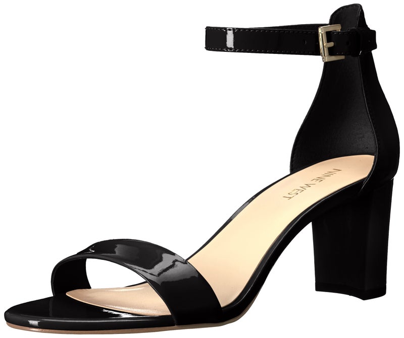 NINE WEST صندل بكعب نسائي من ناين ويست بروس أسود لامع 7