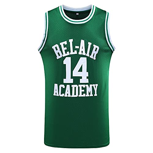 MESOSPERO #14 The Fresh Prince of Bel Air #25 Carlton Banks Basketball Jersey,90s Hip Hop Clothes for Party Men (14 Green, Medium) - Image 1