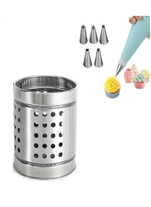 First Front 6pcs Nozzle with SS Cutlery Holder Pack of 2 Multicolour