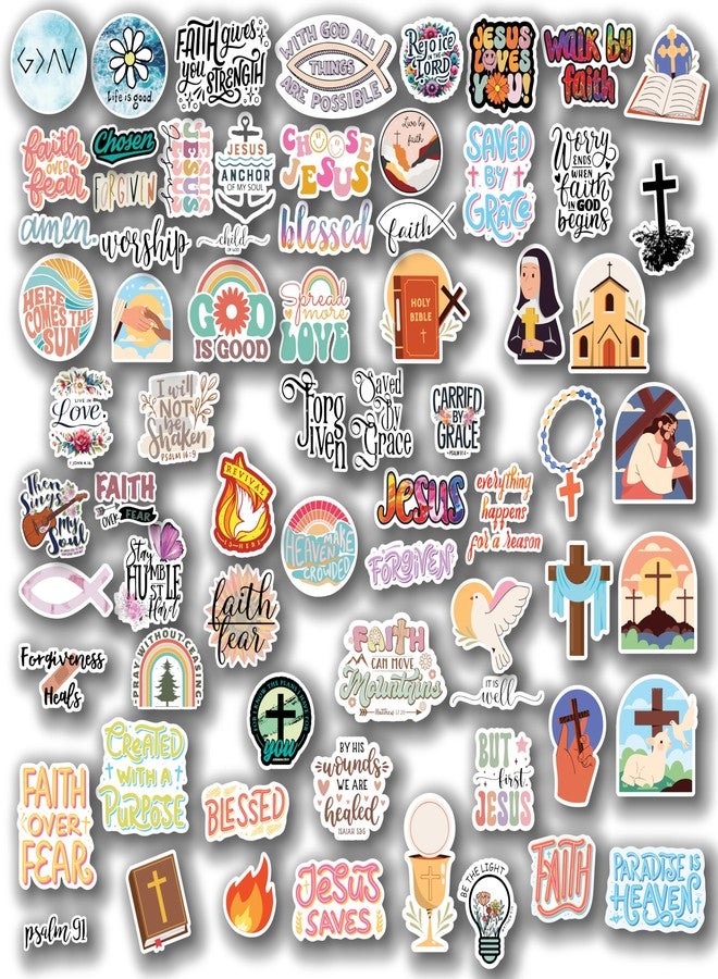 D2C 72 Pcs Glitter Christian Stickers | Motivational Bible Quotes for Laptop, Journal, Water Bottle | Faith-Based Decals - Image 1