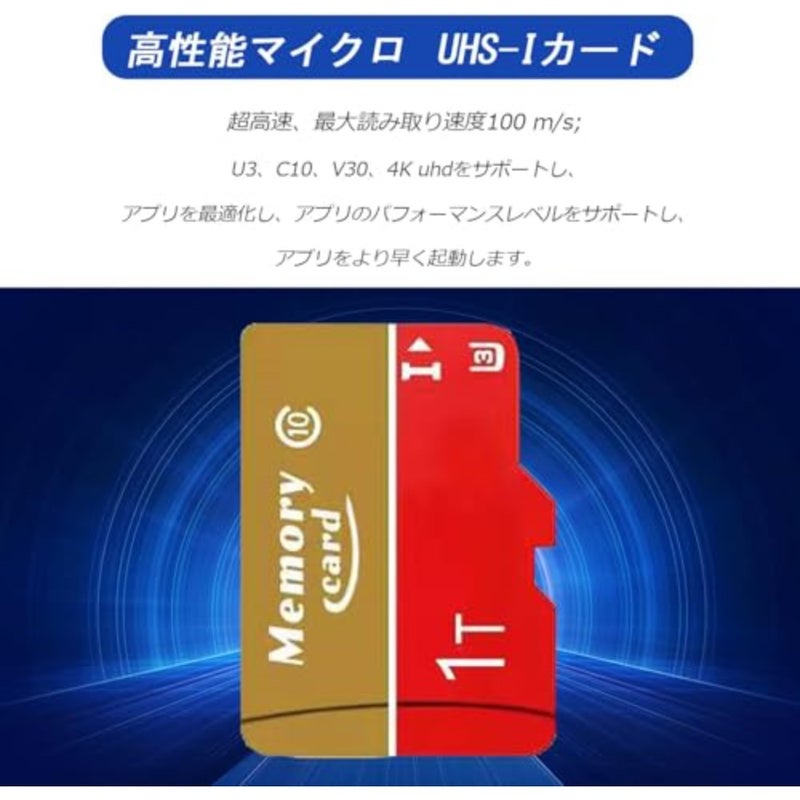 Micro Card 1024GB TF memory card for 4K video recording, A1 U3 Class10 V30, black, high-speed durable storage with adapter - Image 2