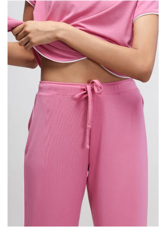 NeceSera Rose Pink White Piping Pajamas
