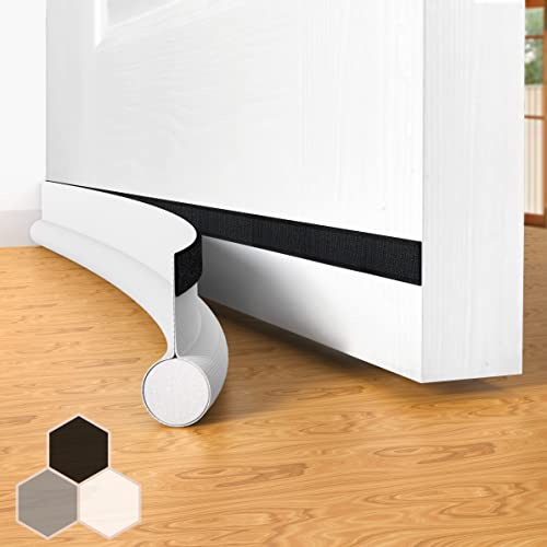 SYIPO Door Draft Stopper Bottom One Sided Door Draft Blockers，37" Cutable Under Door Draft Blocker Insulator Door Sweep Weather Stripping Soundproof，Fits for Interior／Exterior Doors，1 Pack,White - Image 1