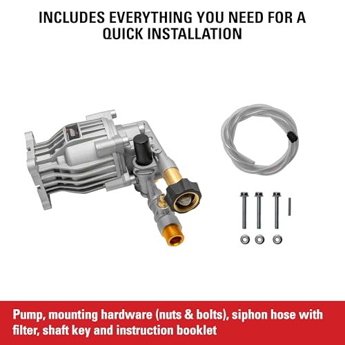Simpson OEM Technologies 3300 PSI 2.4 GPM Replacement Pressure Washer Pump Kit, Horizontal Axial Cam Replacement Pump for Gas Pressure Washer, 3/4" Shaft, Includes Hardware and Siphon Tube (90028) - Image 5