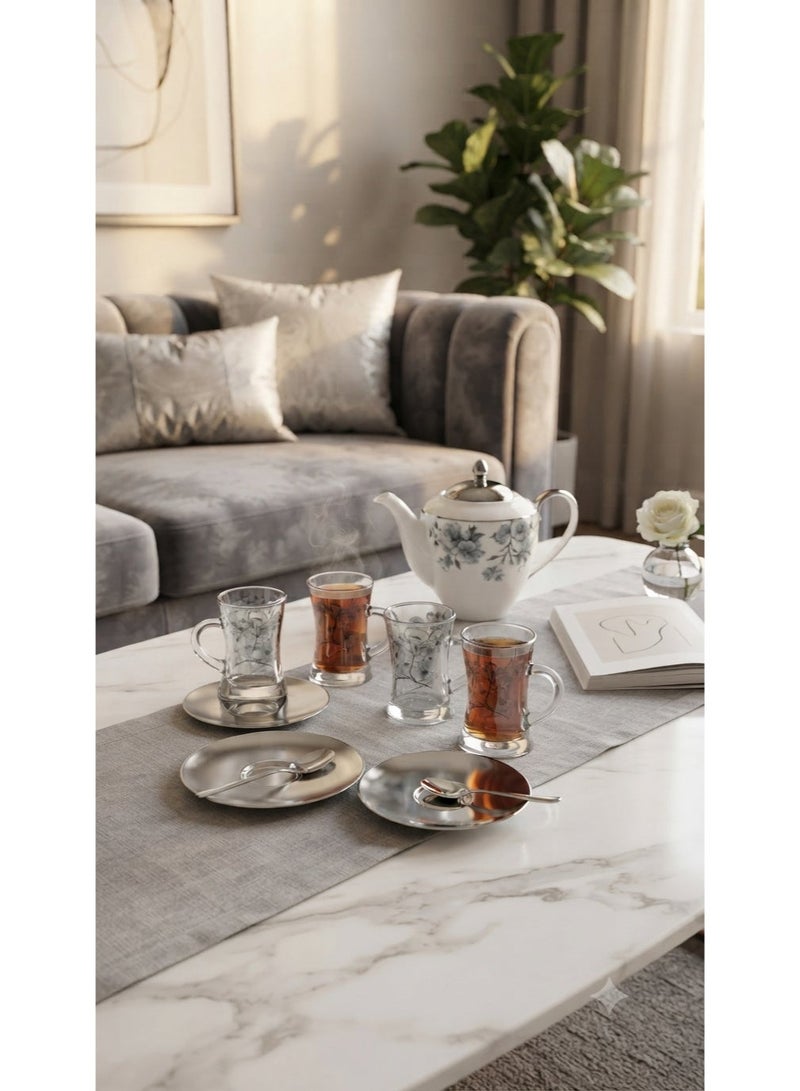 *24-Piece Glass Tea Cups & Ceramic Coffee Cups Set with Stainless Steel Saucers* - Image 2