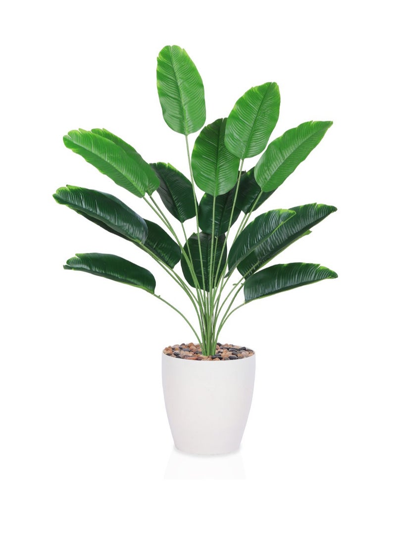 تالا شتلة ورق موز صناعية خضراء بـ18 ورقة في حوض بلاستيك بارتفاع 85 سم – ديكور أنيق يضفي لمسة طبيعية للمنزل والمكتب - Image 2