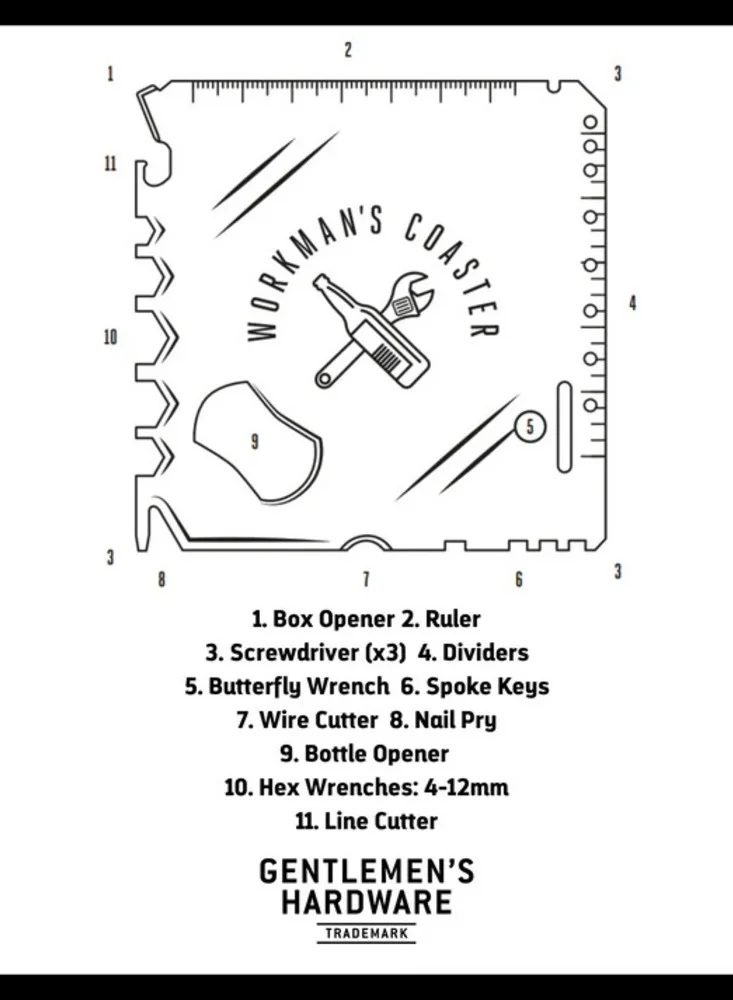 GENTLEMEN'S HARDWARE 20-in-1 Workmans Coaster Multi-Tool (Set of 2)