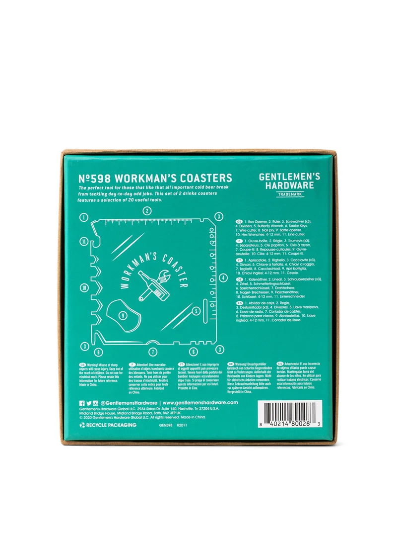 GENTLEMEN'S HARDWARE 20-in-1 Workmans Coaster Multi-Tool (Set of 2)