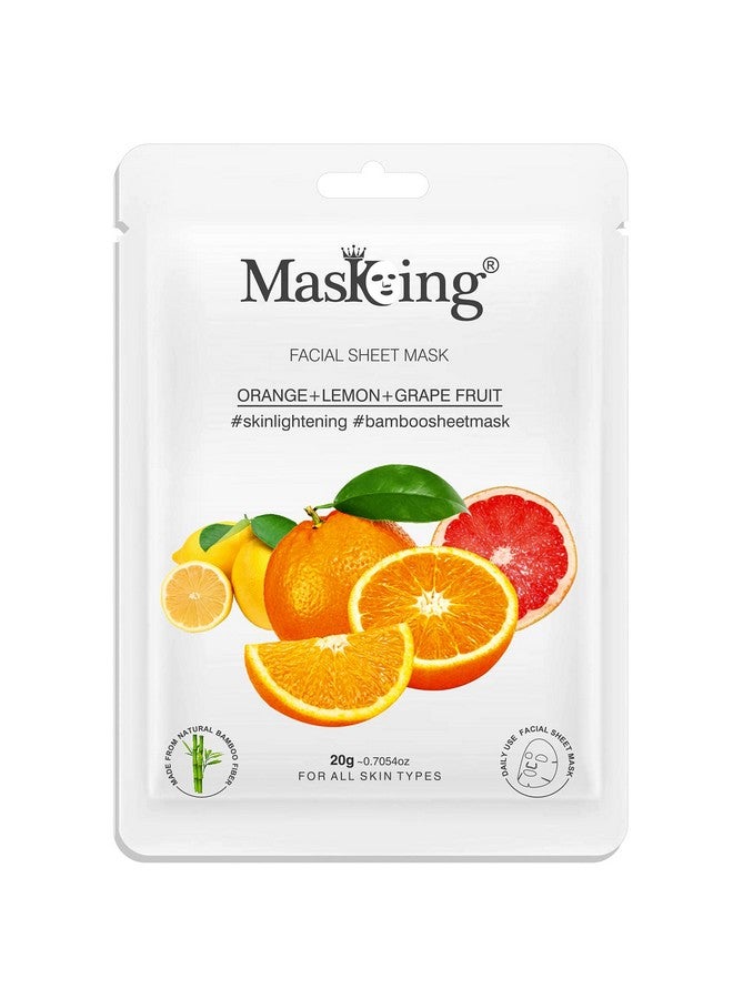MasKing Bamboo Facial Sheet Mask of Orange, Lemon & Grapefruit for Skin Lightening Ideal for Women & Men 20ml, (Pack of 1) - Image 1