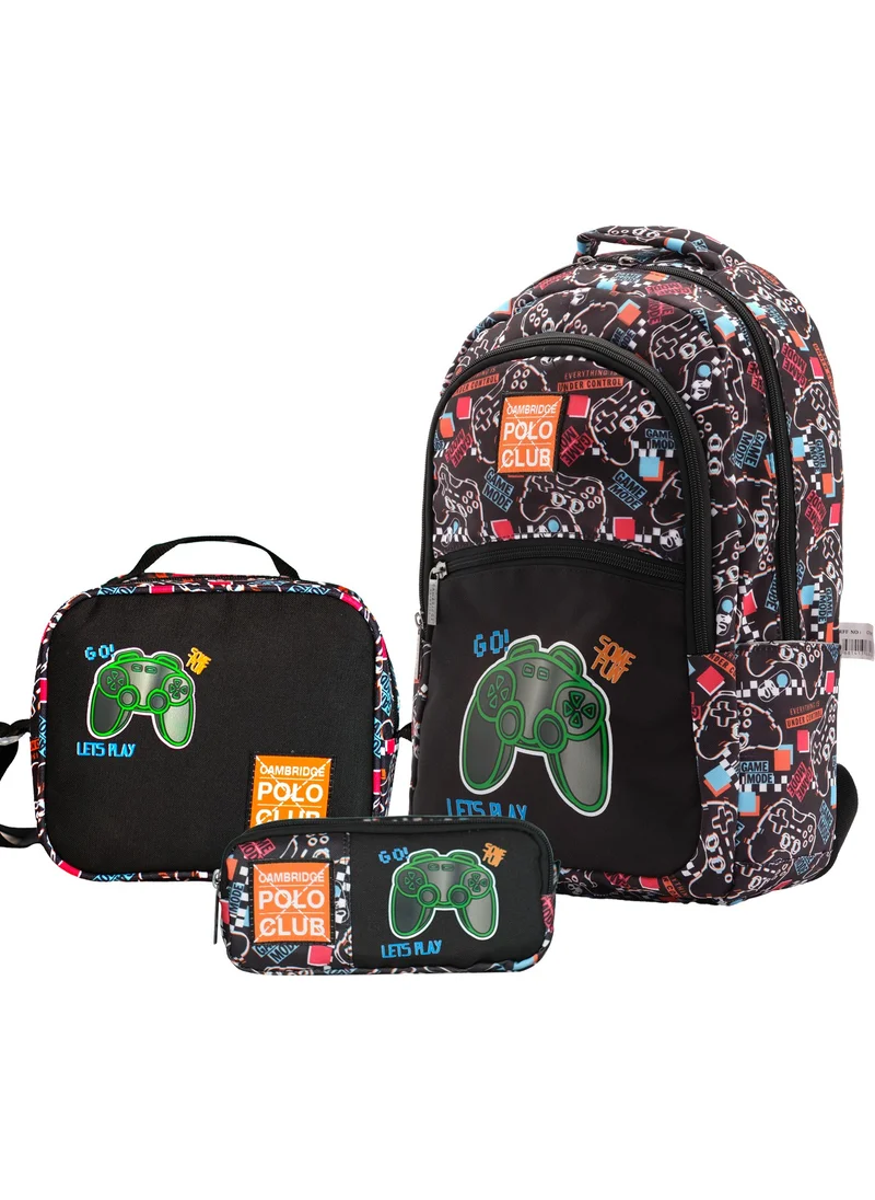Cambridge Polo Club Game Time Three Compartment Boys Primary School Bag Set