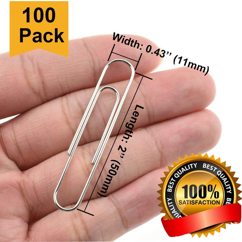 Vinaco Paper Clips Smooth Silver, 100 Pack Paper Clips Large 2Inch (50mm), Durable & Rust Resistant Coating. for Office, School Document Organizing - Image 4