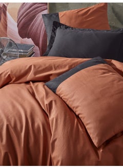 COTTON BOX Plain Ranforce Single Duvet Cover Set Tile Black  - Image 2