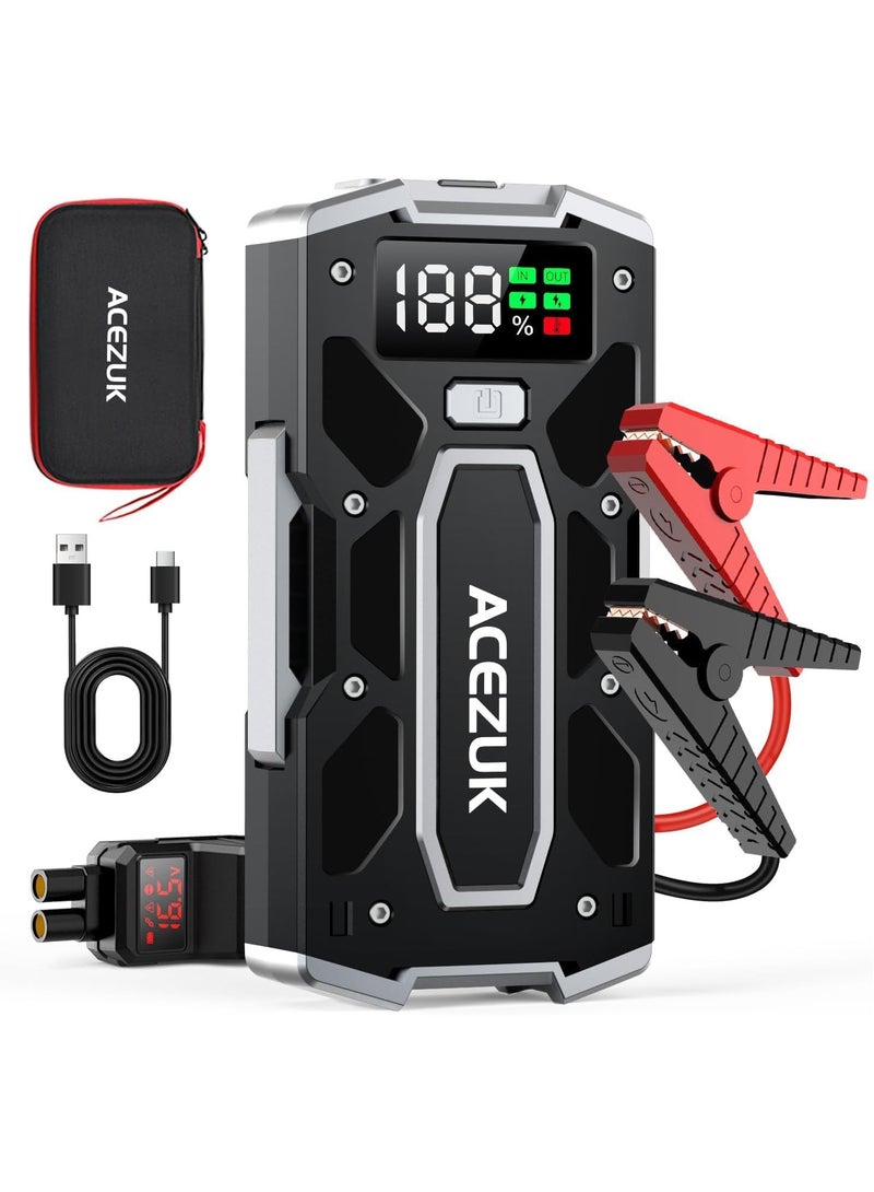 ACEZUK 7000 A Jump Starter Power Bank (حتى 10.0 لتر بنزين و8.0 لتر ديزل) جهاز بدء تشغيل السيارة مع مصباح LED وشاشة كبيرة وشاشة Jumper ومعزز بطارية السيارة لسيارات الدفع الرباعي والدراجات النارية وجزازة العشب - Image 1