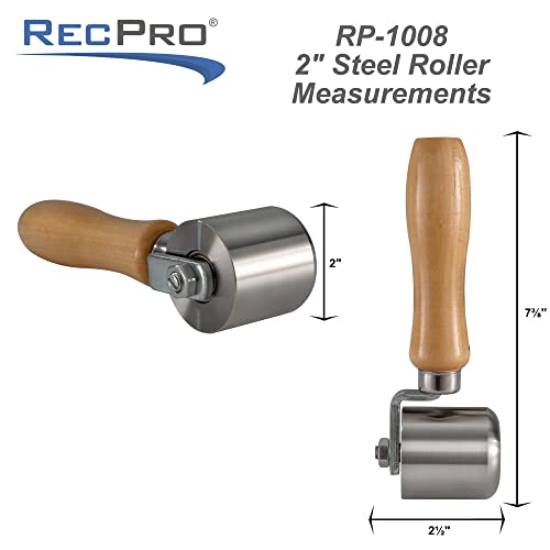 RecPro 2" Steel Roller with Wood Handle for Eternabond Tape | RV Roof Repair | Sealant Steel Seam Roller 1-1/2" X 2" Radius Edge - Image 3
