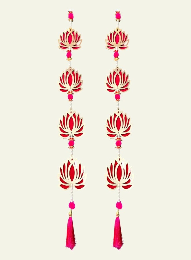 The Advitya Lotus Flower Decoration Backdrop Wall Hanging Long|Diwali Decoration Item for Home Decor|Festive Decor Decorative Item for Birthday Haldi House Warming Festival Wedding| Pack of 2 - Image 2