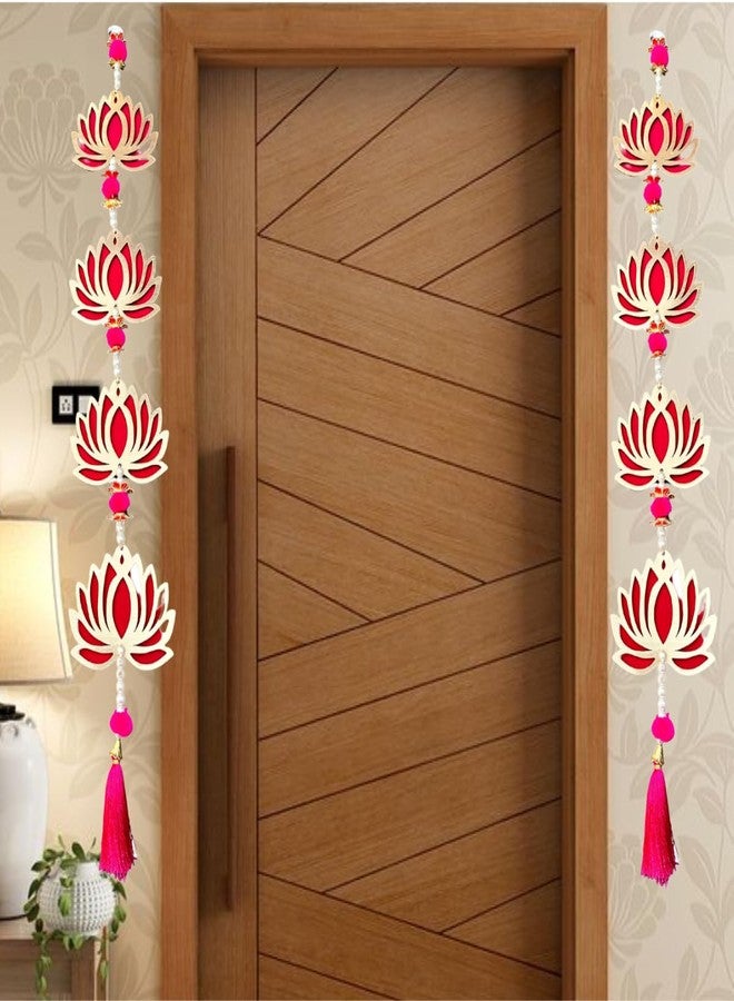 The Advitya Lotus Flower Decoration Backdrop Wall Hanging Long|Diwali Decoration Item for Home Decor|Festive Decor Decorative Item for Birthday Haldi House Warming Festival Wedding| Pack of 2 - Image 1