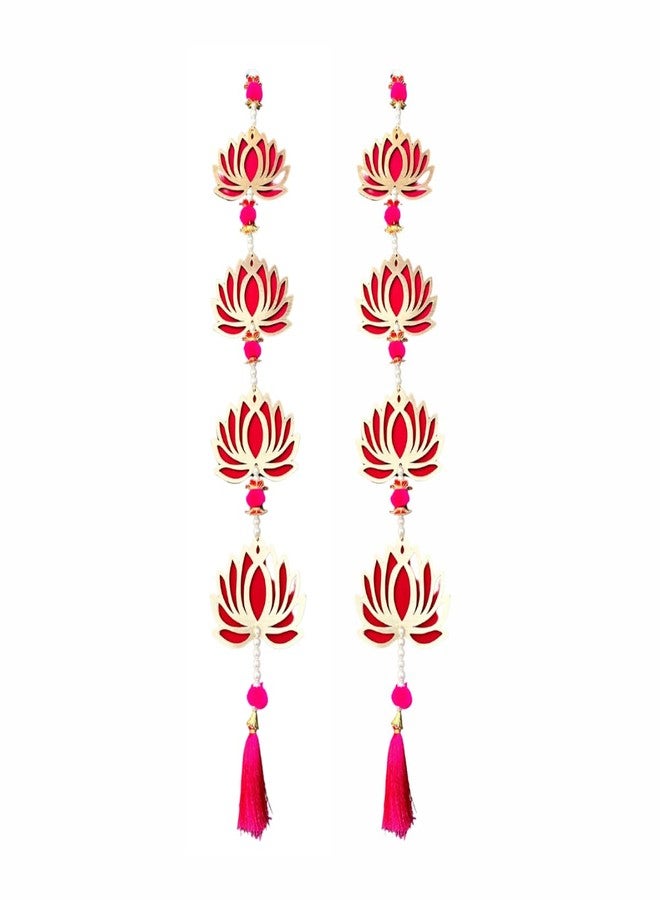 The Advitya Lotus Flower Decoration Backdrop Wall Hanging Long|Diwali Decoration Item for Home Decor|Festive Decor Decorative Item for Birthday Haldi House Warming Festival Wedding| Pack of 2 - Image 3