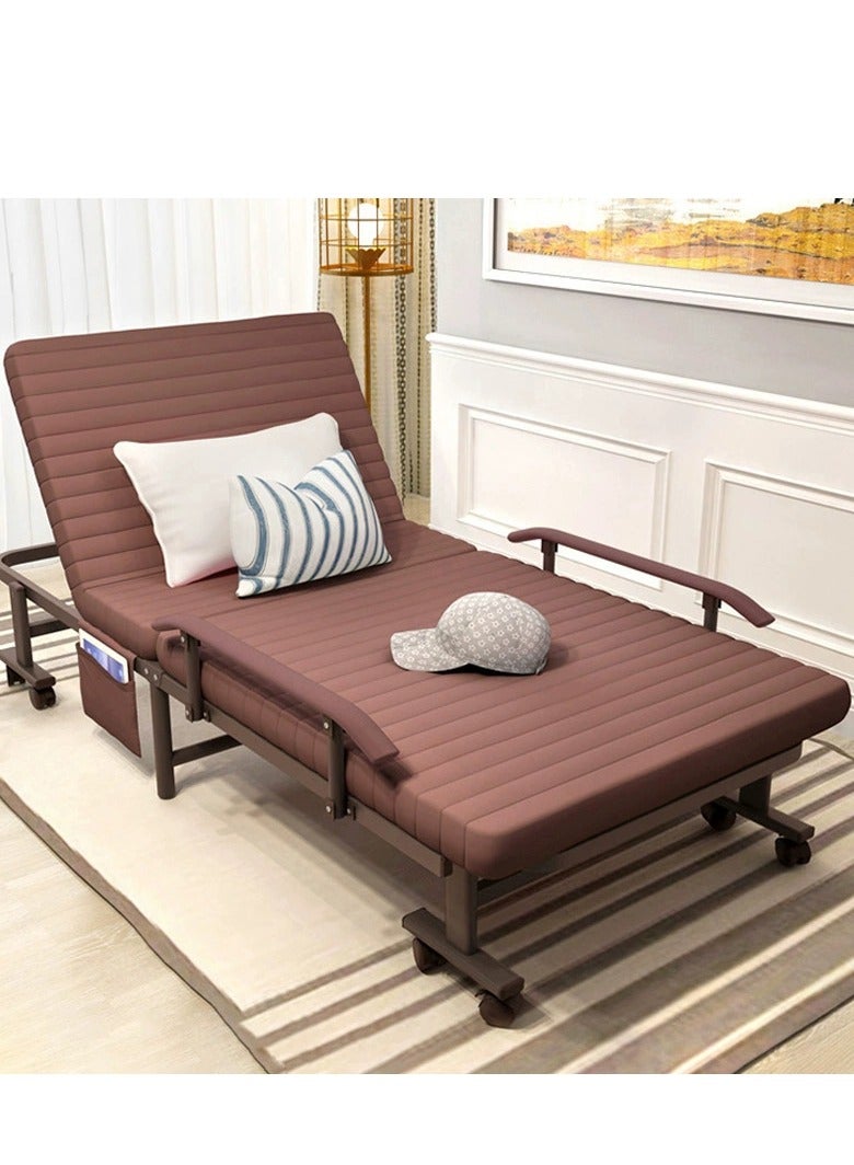 Generic Folding Bed Portable Foldable Bed with Mattress Adult Folding Bed with Wheels Steel Frame Side Pockets and Armrests Adjustable Back for Home Office and Hospital  - Image 2