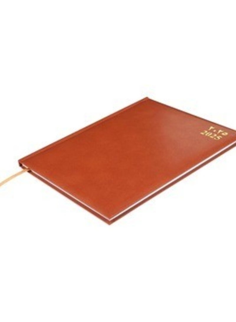 إف اي أس  دفتر يوميات تنفيذي FIS 2025، مصنوع من مادة الفينيل، غلاف مبطن من جانب واحد، لمحة عن أسبوع واحد، مقاس 210×260 مم، إنجليزي/فرنسي/عربي، ورق أبيض 70 جرامًا للمتر المربع، لون بني - FSDI34AE25BR