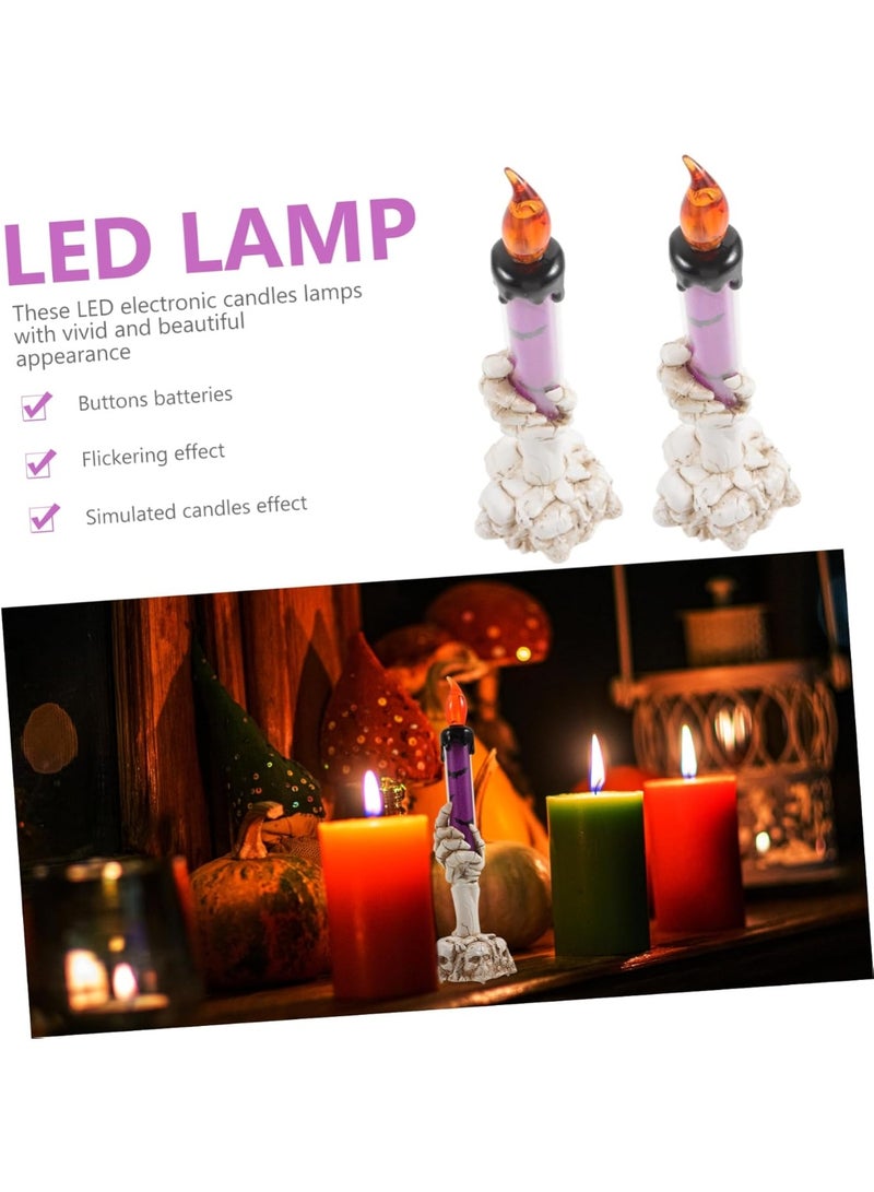 Candle Light, Candle Candelabra Lamp with LED Flameless Battery for Party Home Gathering and Haunted House Decoration Halloween (Purple) - Image 5