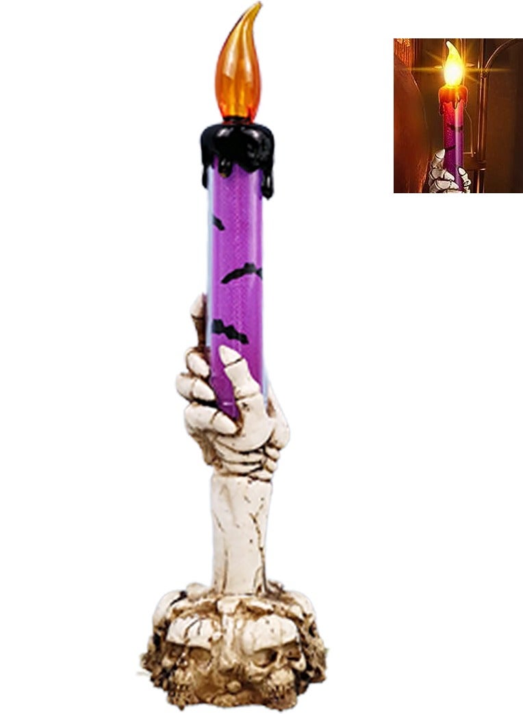 Candle Light, Candle Candelabra Lamp with LED Flameless Battery for Party Home Gathering and Haunted House Decoration Halloween (Purple) - Image 1