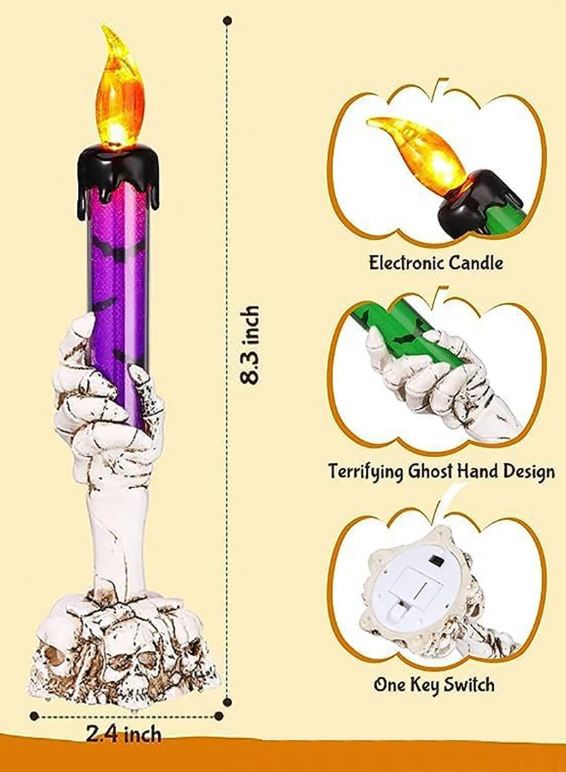 Candle Light, Candle Candelabra Lamp with LED Flameless Battery for Party Home Gathering and Haunted House Decoration Halloween (Purple) - Image 2