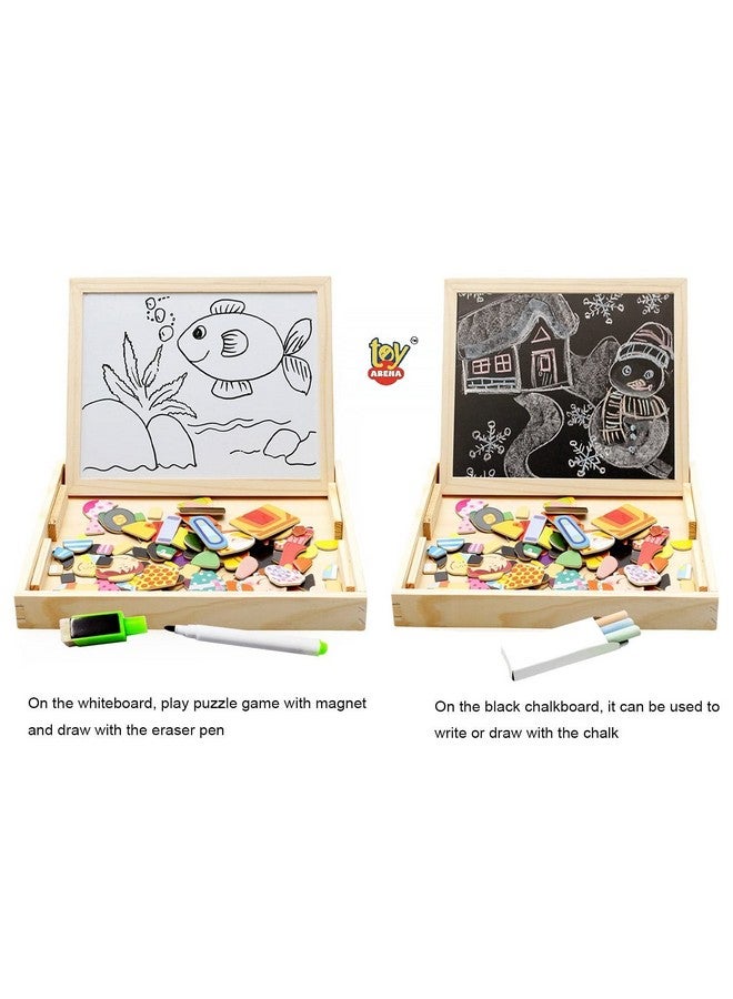 Toy Arena to Bring Out The Creativity-Wooden Writing Black bpard Educational Learning Wooden Magnetic Board Puzzle Multifunctional Game Kit for Kids - Image 2