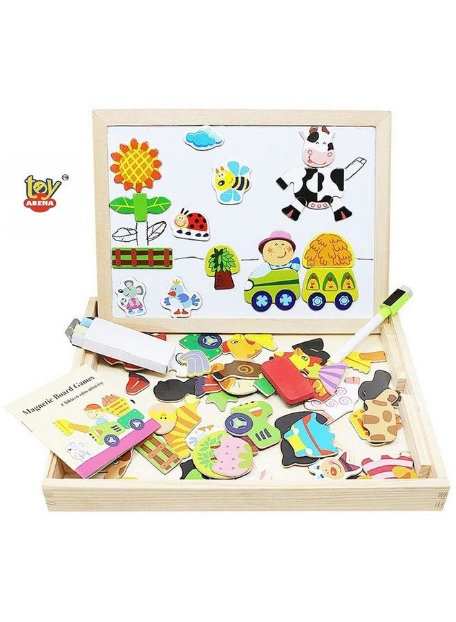 Toy Arena to Bring Out The Creativity-Wooden Writing Black bpard Educational Learning Wooden Magnetic Board Puzzle Multifunctional Game Kit for Kids - Image 1