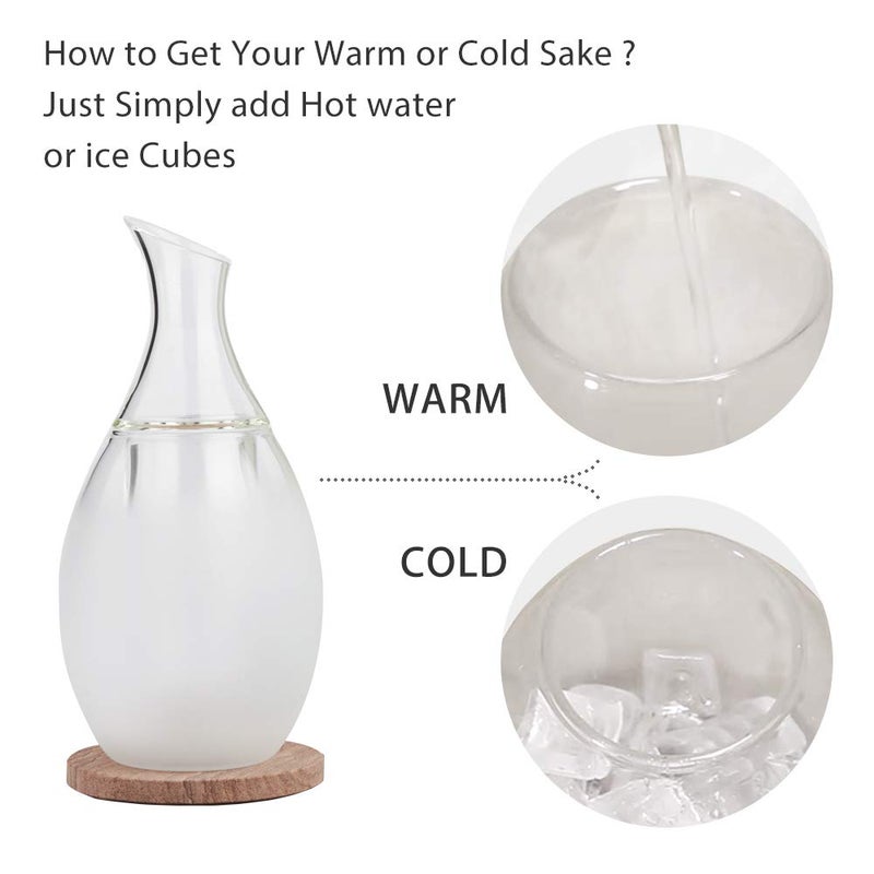 ZENS Sake Set Glasses, 8.5 Ounce Sake Carafe Cups with 6 Saki Cup Set for Warmer or Cold Japanese Wine with Stone Coaster Gift Sets - Image 5