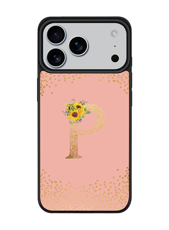 Stylizedd iPhone 17 Pro Max Case, [Compatible with MagSafe] Slim Magnetic cover Phone Case iPhone 17 Pro Max -Custom Floral Monogram - P  (Rose Pink ) - Image 1