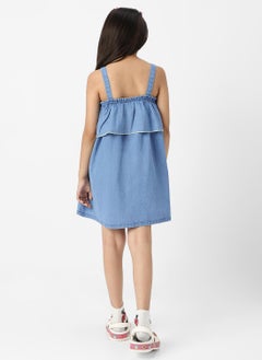 Nautinati Nautinati Girls’ Embroidered Strap Sleeve Denim Dress  - Image 3