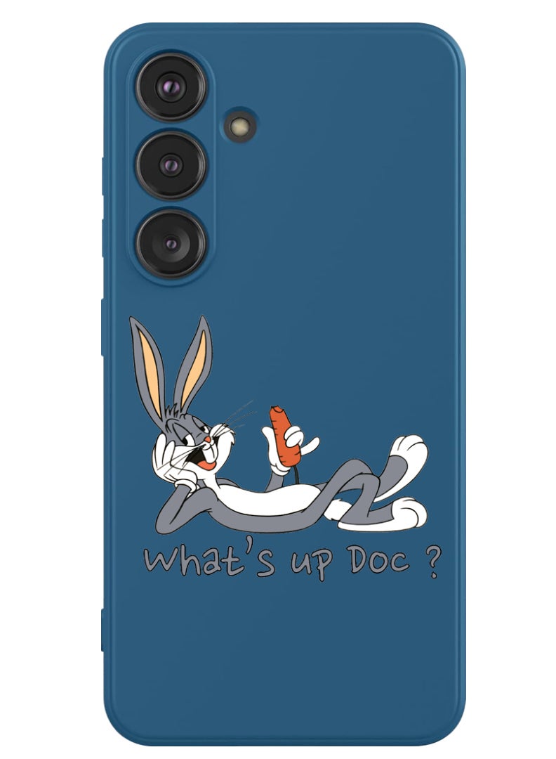 Theodor Protective Slim Fit Case Liquid Silicone Cover with Full Body Protection Anti-Scratch Shockproof Case For Samsung Galaxy S24 (Blue) - Whats up Doc - Image 1