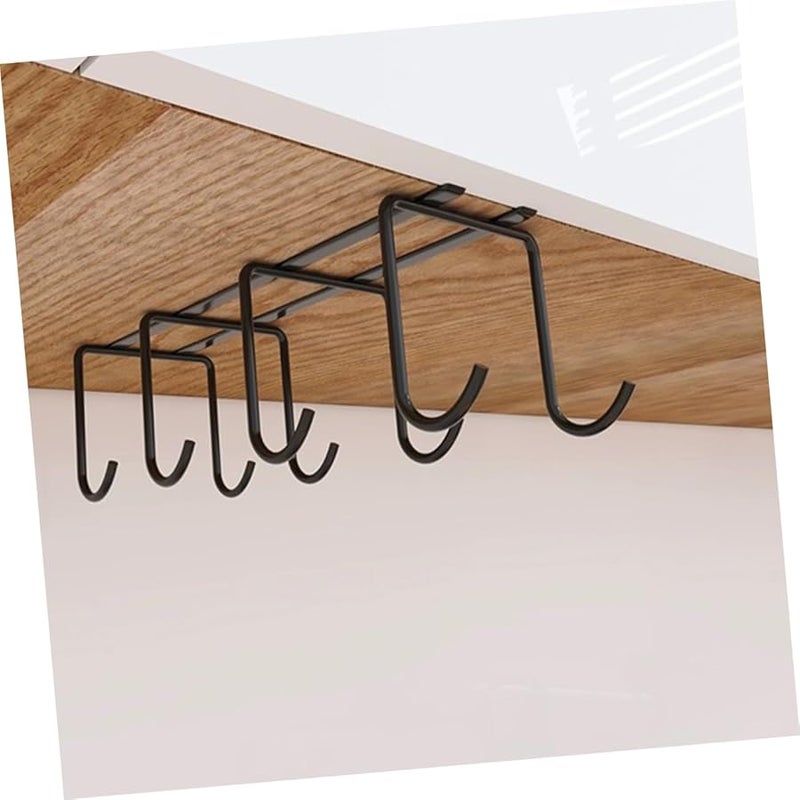 حامل الأكواب الأسود تحت الرف بدون مثبتات مثقوبة لحفظ أكواب المطبخ والقهوة - Image 5